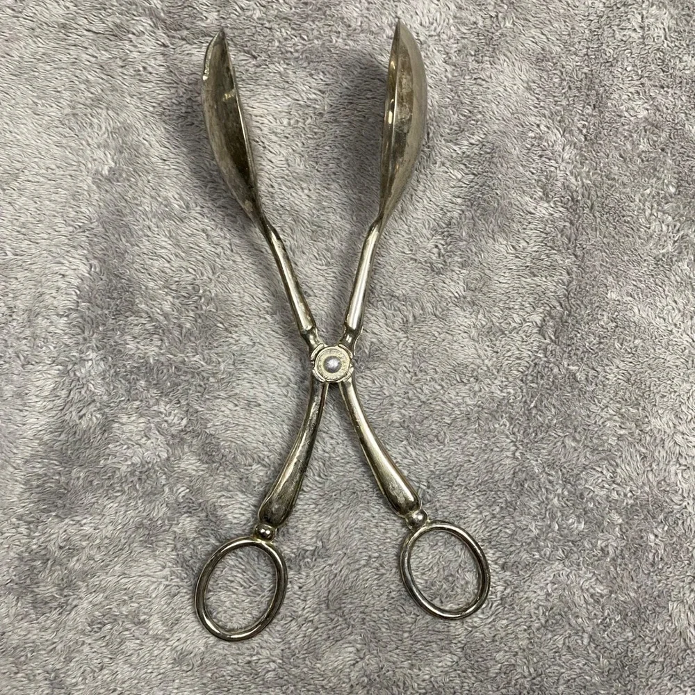 Vintage Silver Plated Pastry Tongs Scissor Serving Utensils Hong Kong